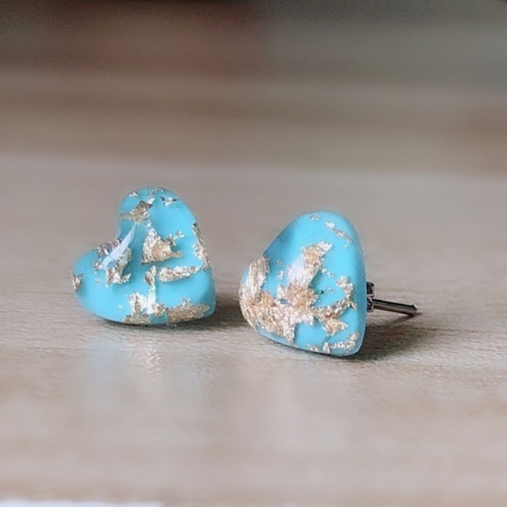 925 sterling silver heart stud love gold acrylic
